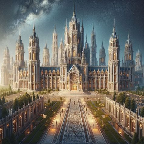 Fantasy Barracks, Fantasy Headquarters, Fantasy Academy Building, University Building Design, Fantasy Mansion Art, Royal Palace Fantasy Art, Fantasy Royal Palace, Fantasy University, Giant Castle Fantasy Art