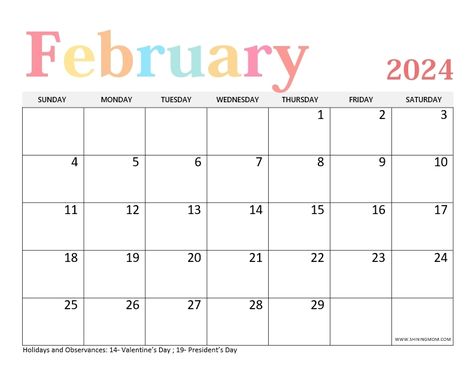 2024 Calendar Printable Free, Calendars 2024, 2024 Calendar Printable, Free Monthly Calendar, Calendar With Holidays, Vertical Calendar, Aesthetic Profile Picture Cartoon Soft, February Calendar, Free Calendar Template