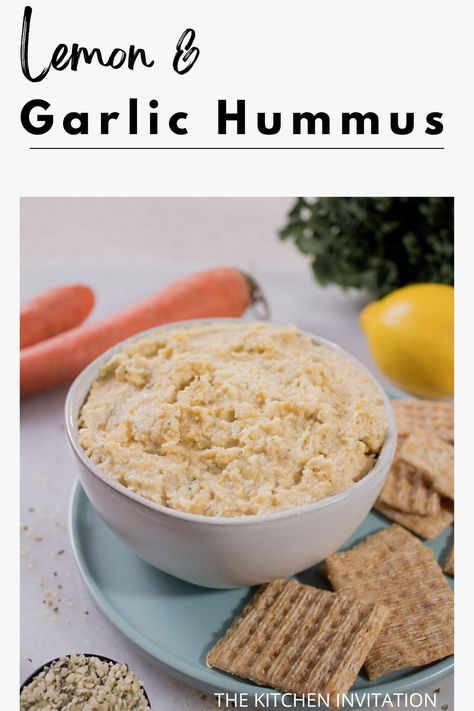 Lemon Garlic Hummus Easy Hummus Recipe, Garlic Hummus, Canned Beans, Veggie Tray, Hummus Recipe, Spaghetti Sauce, New Flavour, Greek Yogurt, Hummus