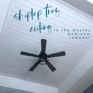 Remove Tray Ceiling, Shiplap Tray Ceiling, Tray Ceiling Paint Ideas, Bedroom Tray Ceiling, Tray Ceiling Bedroom, Tray Ceiling Ideas, Master Remodel, Master Suite Remodel, Bedroom Ceilings