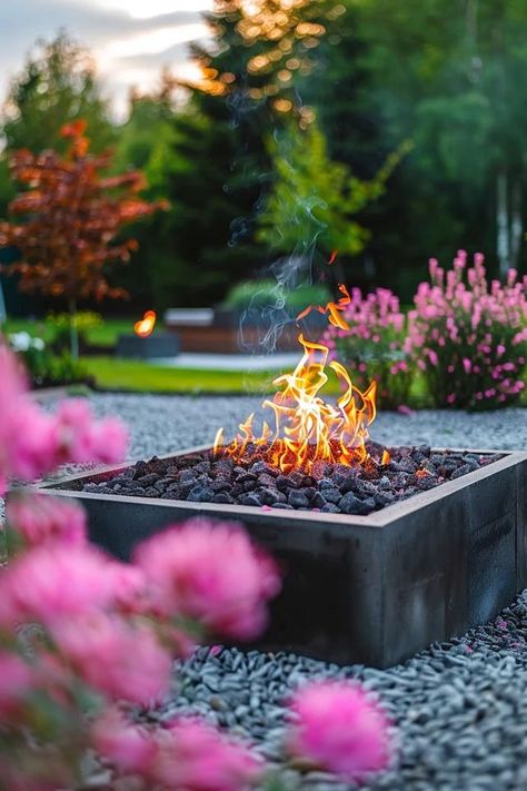 Warm Up Your Yard: Backyard Fire Pit Ideas Landscaping Wildfire Landscape Design, Outdoor Fire Pit Seating Winter, Fire Pit On Grass, Natural Gas Fire Pit Ideas Backyard, Bryndle Root Fire Pit, Small Urban Garden, Landscaping Inspiration, Cozy Patio, Fire Pit Area