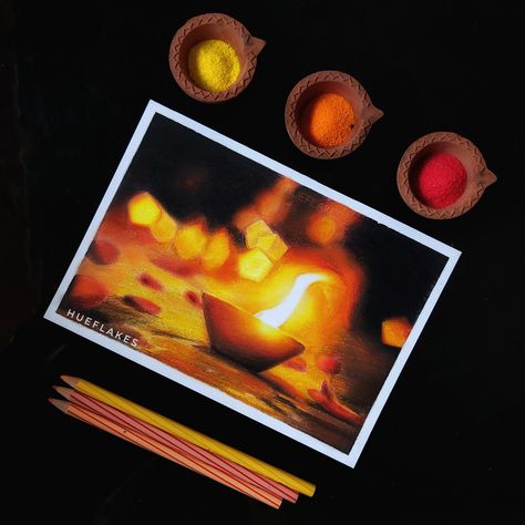 Diwali art, diwali drawings, diya, oil lamps, bokeh background, bokeh lights, night lights photography, warm colours artwork, realistic pencil sketch Diwali Homework, Diya Drawing, Diwali Art, Diwali Drawing, Andrew Loomis, Drawing Collection, Beach Art Painting, Realistic Sketch, Soft Pastel Art