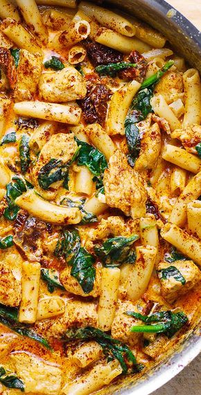 Asiago Pasta, Asiago Chicken Pasta, Asiago Chicken, Chicken Spinach Pasta, Pasta With Chicken, Chicken Spinach, God Mat, Asiago, Sun Dried Tomatoes