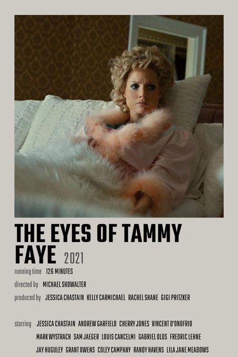 The Eyes of Tammy Faye Movie Poster Sam Jaeger, The Eyes Of Tammy Faye, Cherry Jones, Vincent D’onofrio, Andrew Garfield, Jessica Chastain, Movie List, Movie Poster, Film