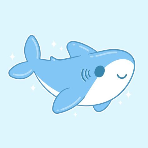 Cute baby shark vector image Shark Vector Illustration, Cute Shark Icon, Hammerhead Shark Drawing Cute, Shark Drawings Cute, Cute Shark Stickers, Cute Shark Painting, Cute Shark Drawing Easy, Whale Shark Drawing Cute, Cute Shark Illustration