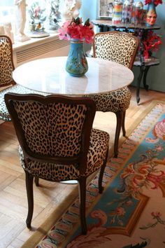 . Animal Print Rug Under Dining Table, Leopard Kitchen Decor, Leopard Dining Chairs, Animal Print Dining Chairs, Leopard Print Home Decor, Leopard Table, Leopard Print Chair, Animal Print Chair, Animal Print Furniture