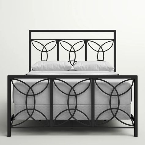 Three Posts™ Myona Queen Low Profile Standard Bed & Reviews | Wayfair Steel Bed Design, Gate Designs Modern, Steel Bed Frame, Grill Gate Design, Steel Door Design, Chair Design Wooden, Gate Designs, Balcony Grill Design, Window Grill Design