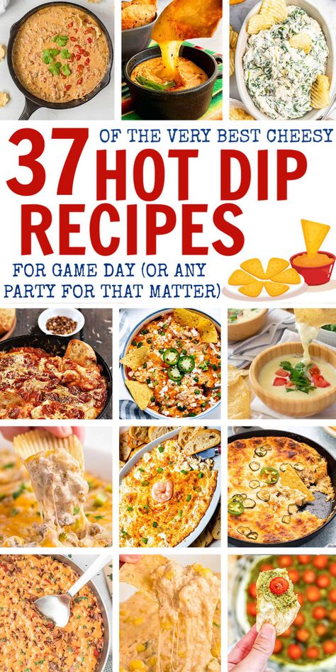 Superbowl Party Dips Superbowl Party Dips, Easy Super Bowl Party Food, Best Superbowl Snacks, Snacks For Game Day, Hot Dip Recipes, Party Food Ideas Easy, Superbowl Party Food Easy, Super Bowl Party Food Ideas, Super Bowl Party Food