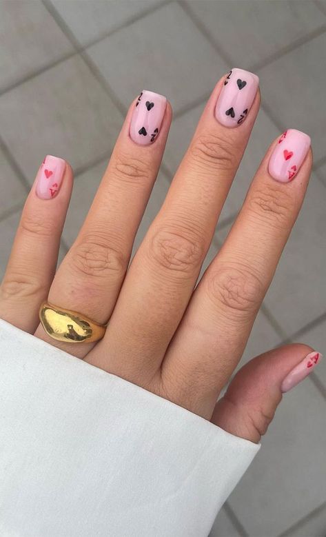 Valentines Day Nails For Single People, Single Valentines Day Nails, Simple Valentines Nails 2024, Valentines Nail Inspo 2023, Valentines Nails 2024 Square, Fun Valentines Nails Acrylic, Trendy Valentines Day Nails Square, Valentine’s Day Gel Nails Short, Nontraditional Valentines Nails