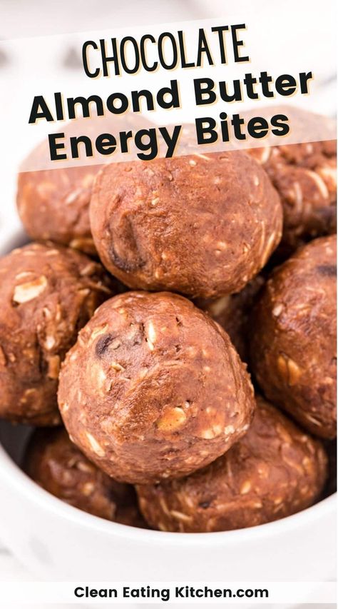 When you want a sweet and healthy treat that will satisfy your cravings, try these Double Chocolate Almond Butter Energy Balls. These no-bake cookies are vegan and gluten-free, and take less than 30 minutes to make! Double Chocolate Protein Balls, Almond Butter Energy Balls, Almond Butter Balls, Classic Snacks, Gf Snacks, Chocolate Almond Butter, Paleo Snack, Toddler Snack, Birth Recovery