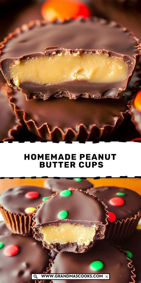 These homemade peanut butter cups are a total game-changer! With a rich, creamy peanut butter filling and smooth chocolate coating, they’re the ultimate sweet and salty indulgence that’s easy to make at home. How To Make Peanut Butter Cups Recipe, Pb Cup Recipes, Peanut Butter Cup Bars No Bake, Easy Peanut Butter Cups, Diy Peanut Butter Cups, Recees Peanut Butter Cups, Reese’s Peanut Butter Cups, Desserts With Peanut Butter, Easy Peanut Butter Desserts