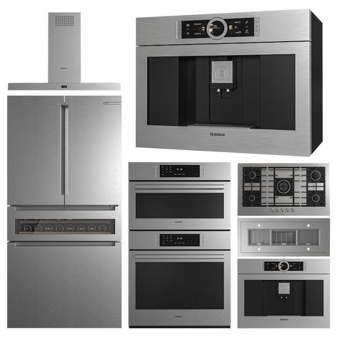 Bosch Kitchen Set Bosch Appliances Kitchen, Bosch Kitchen, Bosch Appliances, Freestanding Fridge, Gas Cooktop, Cute Kitchen, Kitchen Set, Kitchen Sets, Wall Oven