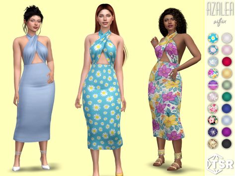 The Sims Resource - Azalea Dress Sims 4 Sulani Clothes, Sims 4 Summer Dress, Azalea Dress, Coastal Fashion, Video Game Room Design, Sims 4 Mm, Sims4 Cc, Cc Sims, Female Clothing