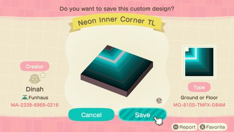 Acnh design! Credits to orignal creator above every MA! Animal Crossing Disco Floor, Cyberpunk Acnh Codes, Acnh Club Design, Acnh Cyberpunk Design, Acnh Neon Design, Acnh Nightclub, Acnh Futuristic, Acnh Cyberpunk, Acnh Pattern