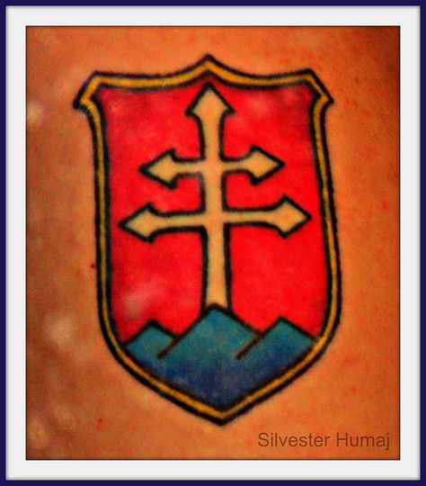 Slovak crest tattoo, want Slovak Tattoo, Crest Tattoo, Cross Tattoo, Slovakia, Tattoo Images, Chevrolet Logo, I Tattoo, Vehicle Logos, For Free