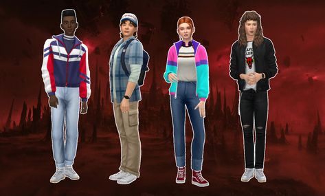 Like many of you, I've been a fan of Stranger Things since its debut in 2016 and I have enjoyed what we've seen of the season so far. I'm loving that Running Up That Hill is charting and I am very... Sims 4 Cc Clothes Stranger Things, Sims Stranger Things Cc, Sims 4 Cc Stranger Things, Sims 4 Stranger Things Cc, Shirt With T Shirt, Chloe Drew Bag, Lucas Stranger Things, Sims 4 Decades Challenge, Monica Dress