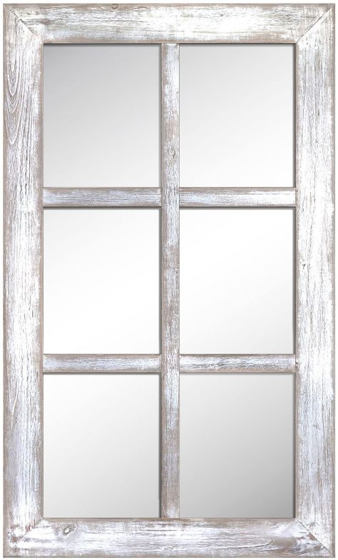 PRICES MAY VARY. Decorative Window Mirror - Our decorative farmhouse window mirror features a rectangle 6 pane windowpane wood frame that's been gently distressed to give this large window mirror for wall decor a modern, shabby-chic feel. Rustic Farmhouse Decor - This wood window pane mirror wall decor will lend a vintage-inspired look to your home with its rustic wall mirror design. Our farmhouse mirrors for wall decor will bring a warm, country feel to any space. Ready to Hang Window Frame Mir Rustic Farmhouse Bathroom Ideas, Farmhouse Wall Mirror, Windowpane Mirror, Rustic Window Frame, Window Frame Mirror, Window Pane Mirror, Farmhouse Wall Mirrors, Wooden Window Frames, White Wood Wall