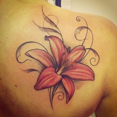 Lilly Tattoos, Stargazer Lily Tattoo, Colorful Flower Tattoo, Flor Tattoo, Pretty Flower Tattoos, Lillies Tattoo, Sister Tattoo Designs, Lily Tattoo Design, Horse Tattoo Design