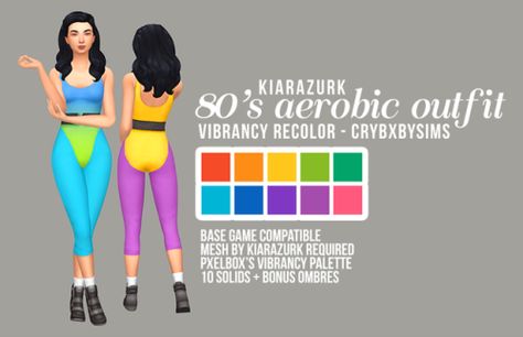 Aerobic Outfits, Sims 4 Decades Challenge, 80s Workout, Play Sims, Sims 4 Dresses, Sims 4 Mm, Body Outfit, Sims4 Clothes, Sims 4 Cc Packs