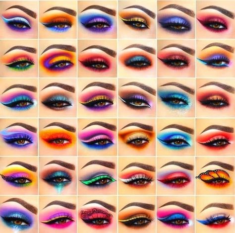 Crazy Eye Makeup, Rainbow Eye Makeup, Maquillage Yeux Cut Crease, Make Up Designs, Bold Eye Makeup, Cute Eye Makeup, Makeup Artist Tips, Eye Makeup Pictures, Beautiful Eye Makeup