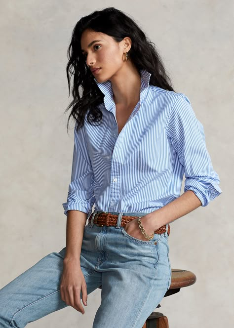 Polo Ralph Lauren Women Outfits, Ralph Lauren Shirt Women, Style Désinvolte Chic, Polo Shirt Outfits, Popped Collar, Woman Pants, Polo Women, Casual Outfit Inspiration, Style Casual Chic