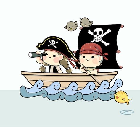 Cartoon Art Illustration, Pirate Images, Girl Pirate, Pirate Cartoon, Dad Drawing, Girl Pirates, Pirate Boy, Pirate Kids, Boy And Girl