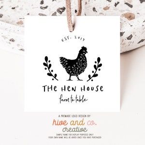 Hen Logo Chicken Logo Rooster Logo Farm Logo Nature Logo | Etsy Chicken Logo Design, Hen Logo, Stamp Logo Design, Rooster Logo, Chicken Logo, Rustic Logo, House Farm, Etsy Branding, Stamp Logo