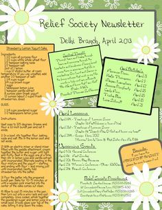 Relief Society Newsletter Ideas, Relief Society Newsletter Templates Free, Relief Society Newsletter, Newsletter Template Free, Church Newsletter, Newsletter Ideas, Lds Relief Society, Border Patterns, Free! Gif