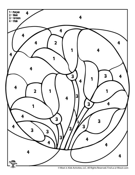 Spring Color by Number Printable | Woo! Jr. Kids Activities : Children's Publishing Flower Paint By Number, Glass Painting Designs Pattern, Color By Number Printable Free, Activity Pages For Kids Free Printables, Spring Color By Number, Color By Number Printable, Spring Tones, Glass Painting Patterns, Spring Coloring Pages