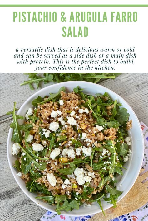 Farrow Salad, Farro Salad Recipes, Farro Recipes, Pistachio Salad, Arugula Recipes, Protein Salad, Paleo Salads, Build Your Confidence, Healthy High Protein Meals