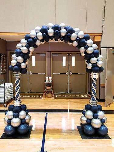 Birthday Balloon Decorations At Home, Balloon Decorations At Home, Blue And Silver Balloon Arch, Arch Balloons Decoration, Balloon Arch Blue, Silver Balloon Arch, Blue Balloon Arch, Balloon Arch Diy, Balloon Arch Decorations