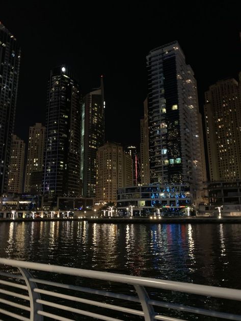 Dubai view | City aesthetic, Night city, Night life City Night, Night City, City Skyline, At Night, The City, Dubai, Water