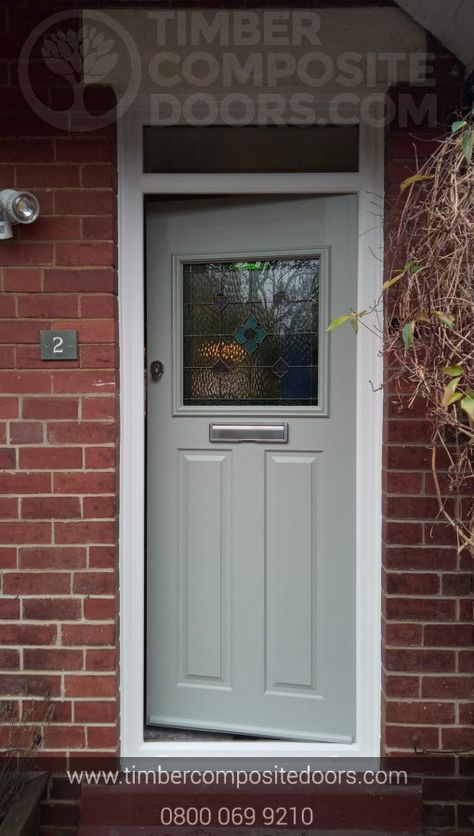 Pretty in Painswick 🤩 Technically a pale grey, natural light really brings out the subtle greens of this door design. The result is an understated yet beautiful colour that will perfectly compliment any door. #Timbercompositedoors #Solidor #newfrontdoor #compositedoor Solidor Painswick, 1930s House Interior, Porch Doors, 1930s House, Grey Doors, Back Garden Design, Door Design Modern, Front Door Colors, Porch Design