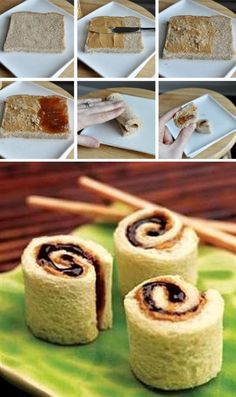 PB&J Rollups for camping for the kids Resep Sushi, Peanut Butter Jelly, Sushi Recipes, Snacks Für Party, Fun Kids Food, Sushi Rolls, Lunch Snacks, Toddler Meals, Kids Snacks