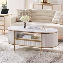 Fluted Coffee Table, Center Table For Living Room, Coffee Table With Drawer, Oval Coffee Table, Luxury Furniture Living Room, Coffee Table With Drawers, Room White, Oval Coffee Tables, Wooden Sofa