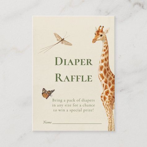 Safari Gender Neutral Diaper Raffle Baby Shower Enclosure Card Giraffe Baby Shower Theme, Wild Baby Shower, Safari Baby Shower Boy, Baby Shower Giraffe, Baby Shower Themes Neutral, Jungle Safari Baby Shower, Milestone Blankets, Baby Shower Safari Theme, Baby Shower Safari