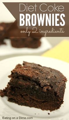 Diet Coke Brownies are crazy easy to make - you need just two ingredients - a Box of brownies and a can of diet coke. They are delicious! Coke Brownies, Diet Coke Brownies, Diet Coke Cake, Low Calorie Brownies, Weight Watchers Brownies, Diet Cake, Weight Watcher Desserts, Eating On A Dime, Diet Cookies