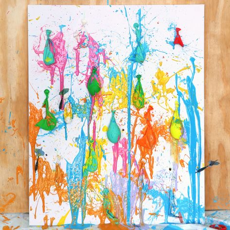 Paint Splatter Art, Open Ended Art, Splatter Painting, The Princess Diaries, Fun Summer Crafts, Balloon Painting, Sensory Art, Western Theme Party, Paint Drop