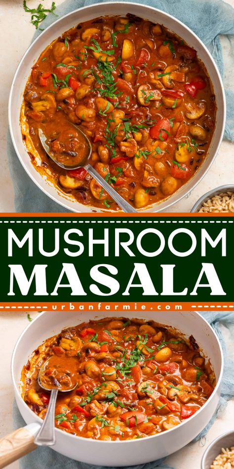 This mushroom masala is a dish that I turn to when I want something hearty and full of flavor but don’t have a lot of time to spend in the kitchen. It’s a fragrant mix of tender mushrooms, spices, and a creamy tomato-coconut sauce that comes together in just 30 minutes. This dish is perfect for serving with rice or naan, and it's always a hit when I need a quick, satisfying meal. Mushroom Makhani, Mushroom Masala, Finger Snacks, Meals Without Meat, Easy Main Dishes, Easy Vegetarian Dinner, Curry Recipes Indian, Coconut Sauce, Lentil Soup Recipes