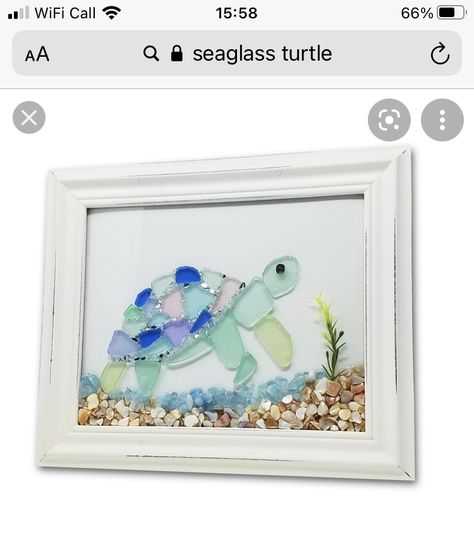 Clear Sea Glass Art, Sea Glass Art Turtle, Sea Turtle Sea Glass Art, Seaglass Wall Art, Sea Glass Turtle Art, Sea Glass Turtles, Sea Glass Art Projects Diy, Sea Glass Animals, Sea Glass Turtle