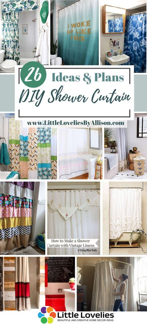 26 DIY Shower Curtain – How To Make A Shower Curtain Shower Curtain Ideas Creative, Vintage Shower Curtains, Elegant Shower Curtains, Diy Shower Curtain, Farmhouse Shower Curtain, Geometric Shower Curtain, Plastic Shower Curtain, Cool Shower Curtains, Cotton Shower Curtain