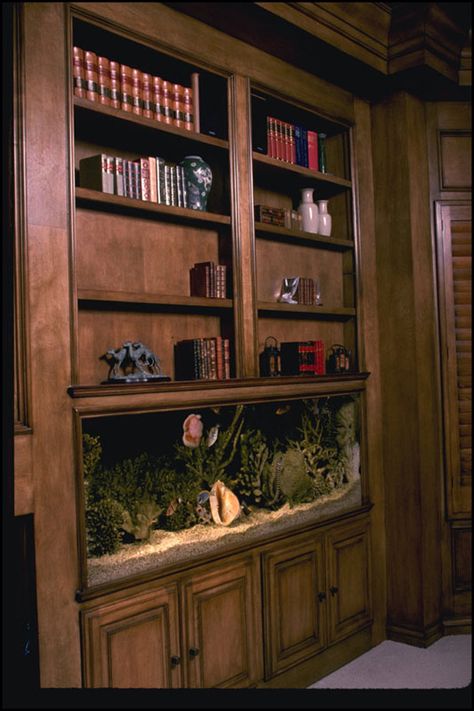 Residential Fish Tank In Wall, Built In Fish Tank, Aquarium In Wall, Aquarium Stand Ideas, Office Fish Tank, Homemade Aquarium, Room Aquarium, Keeping Room Ideas, Amazing Aquariums