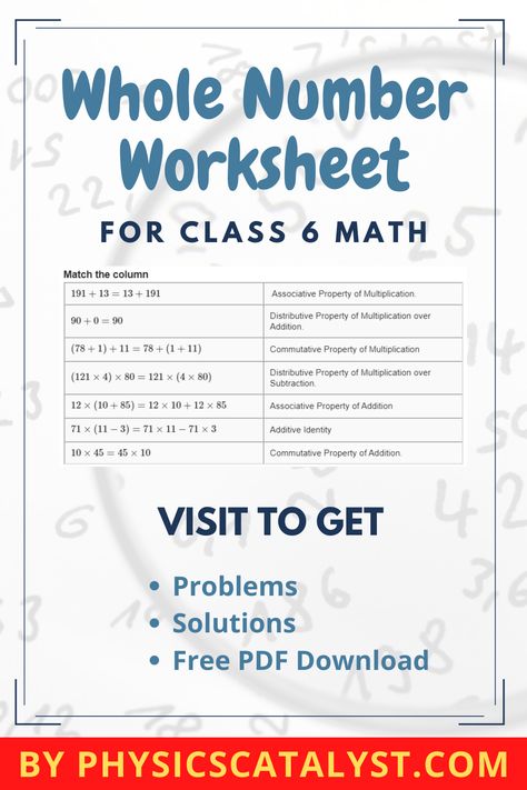 Worksheets for CBSE Class 6 Maths whole Numbers with answers Whole Numbers Worksheets, Number System Math, Grade 6 Math Worksheets, Class 6 Maths, Number Worksheet, Grade 6 Math, Numbers Worksheets, Mathematics Worksheets, Whole Numbers