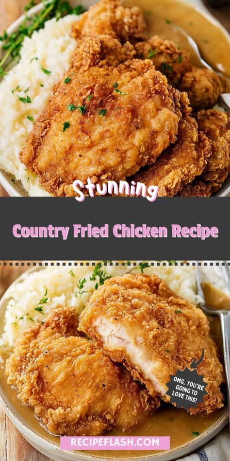 Craving the ultimate comfort food? This Country Fried Chicken Recipe transforms chicken breast into a crispy, golden delight that your family will love! Savor the juicy tenderness and irresistible flavors. Don’t forget to save this recipe for your next family dinner inspiration! Country Fried Chicken Recipe, Fried Chicken Marinade, Buttermilk Fried Chicken Breast, Crispy Fried Chicken Breast, Buttermilk Marinade, Fried Chicken Breast Recipe, Country Fried Chicken, Crispy Chicken Breast, Chicken Milk