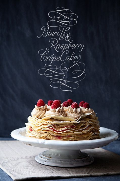 Biscoff & Raspberry Crepe Cake Raspberry Crepe, Crepe Cake Recipe, Crepe Cake, Think Food, Food Cakes, Piece Of Cakes, Mini Desserts, Sweets Treats, Let Them Eat Cake