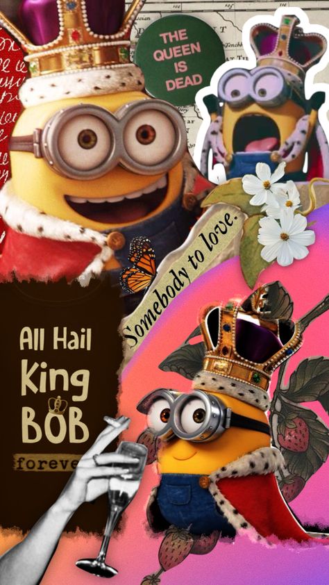 King Bob! #minions #minionsmovie #kingbob #bob #aestheticboard #collage #yellow King Bob Minion Wallpaper, Bob Minion Wallpaper, Bob From Minions, Minions King Bob, Minions Aesthetic, Bob The Minion, Bob Minion, King Bob, Purple Minion