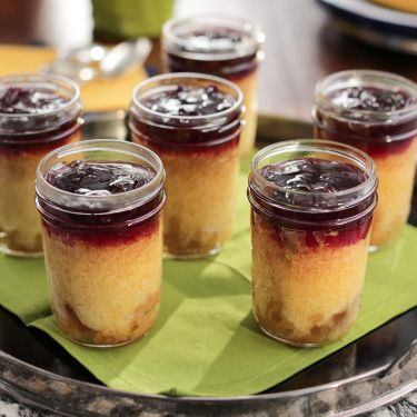 Pineapple Upside-Down Cake Jars by Valerie Bertinelli Cake Jars, Mason Jar Desserts, Cake In A Jar, Dessert In A Jar, Valerie Bertinelli, Mason Jar Meals, Dinner And A Movie, Pineapple Upside, Decadent Cakes