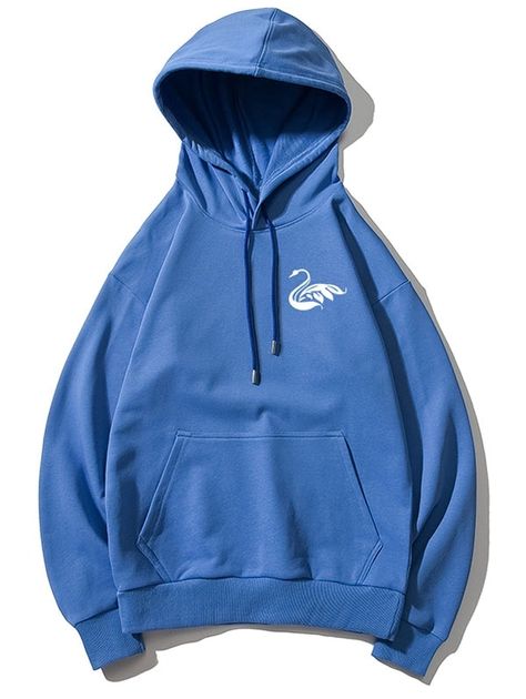 Tiny Swan Print Solid Basic Drop Shoulder Hoodie  BLACK BLUE GRAY PINK RED WHITE , #AFF, #Basic, #Drop, #Shoulder, #Solid, #Tiny #Ad Colorful Streetwear, Simple Streetwear, Korean Fashion Black, Hip Hop Sweatshirts, Plain Hoodies, High Street Fashion, Streetwear Mens, Japanese Streetwear, Winter Hoodies