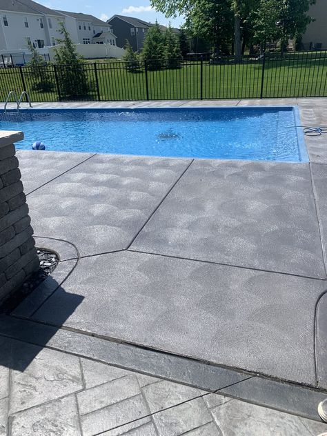 Gray Concrete Stain, Deck Stain And Sealer, Pool Concrete, Pool Decking Concrete, Concrete Stain Colors, Deck Staining, Concrete Pool Deck, Gold Concrete, Concrete Stain