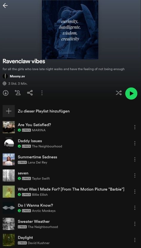 Playlist for all poets Ravenclaw Playlist, Playlist Recommendation, Ravenclaw Sweater, Sweater Weather Lyrics, Issues Lyrics, Music Lists, Raven Claw, Siren Song, Do I Wanna Know